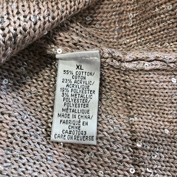 WD.NY Sequin Knit Top Taupe/Pink size Sm Med Large - Picture 5 of 9